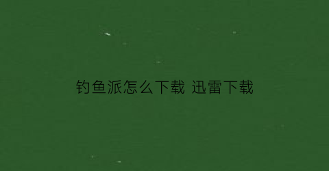 钓鱼派怎么下载迅雷下载(钓派户外官网)
